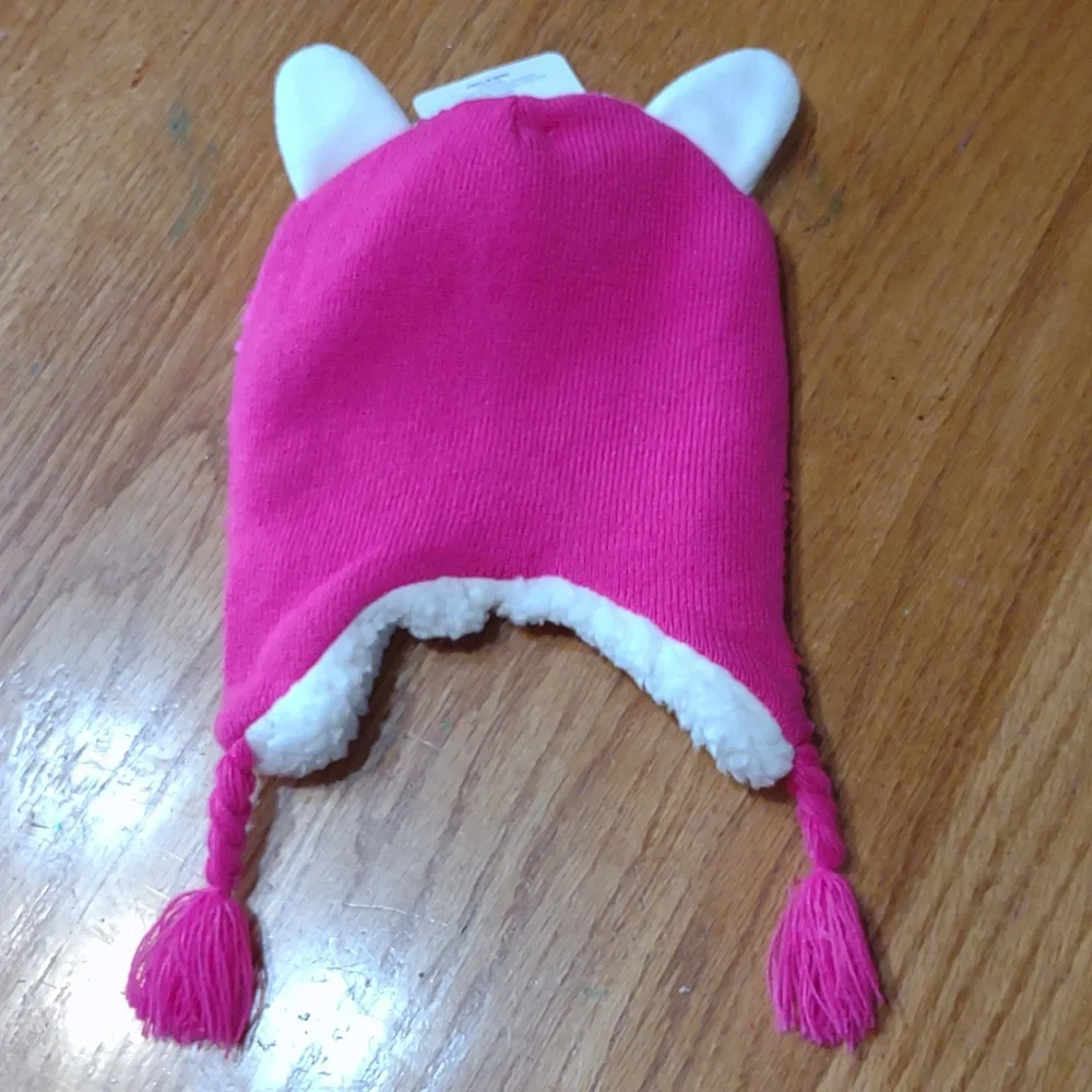 Unicorn sequin Critter warm fuzzy hat toddler girl NEW!